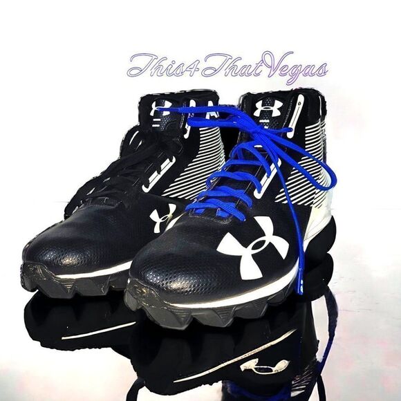 Under Armour Hammer Mid Rim black white cleats Sz 11 - Picture 1 of 6